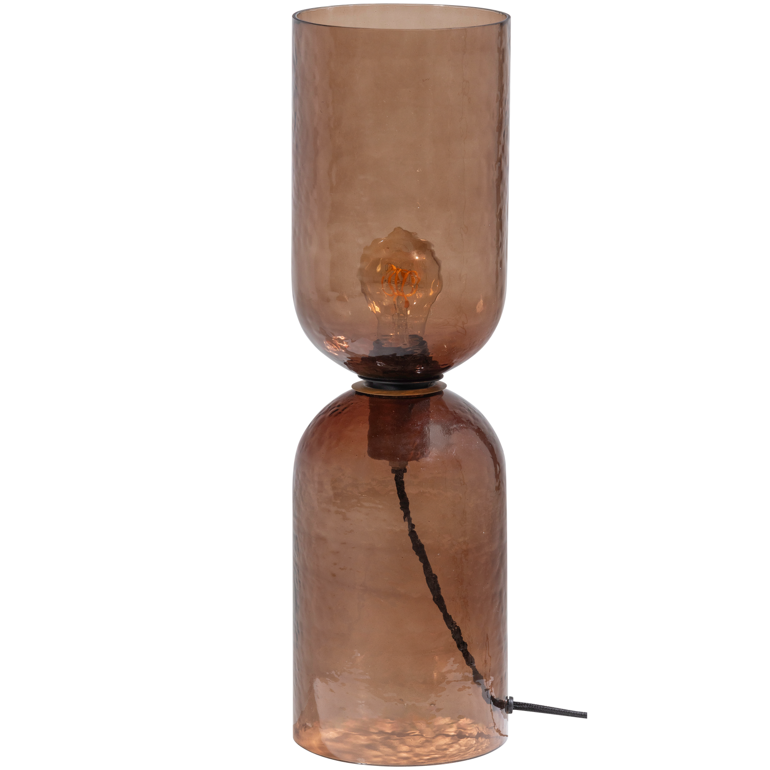 WOOOD Gigi Tafellamp Gehamerd Glas 51xØ15 cm- Bruin