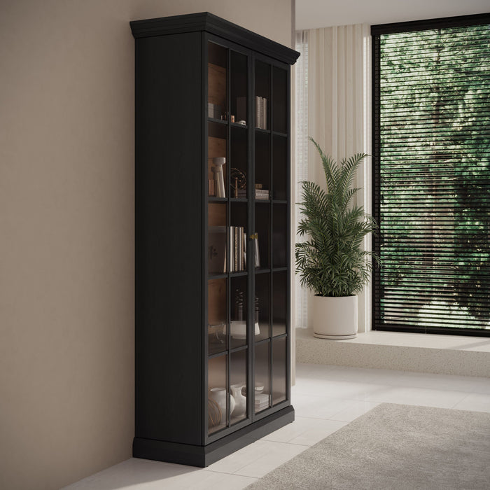 Meubella - Vitrinekast Leroy - Zwart eiken - 102 cm
