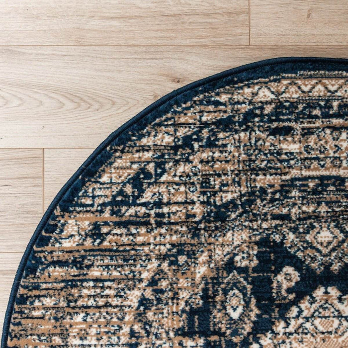 Interieur05 Vloerkleed Vintage Aila Blauw Rond 190cm