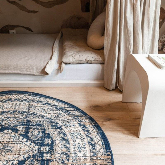 Interieur05 Vloerkleed Vintage Aila Blauw Rond 160cm