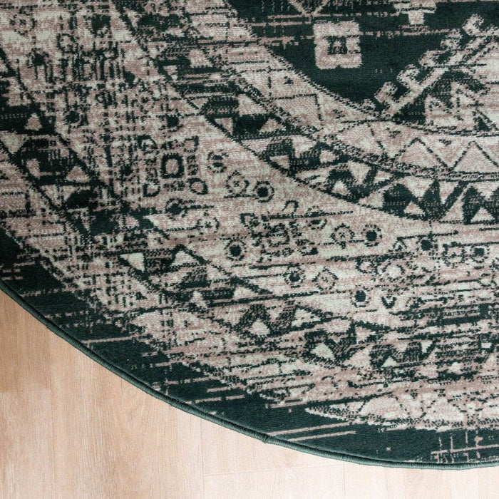 Interieur05 Vloerkleed Vintage Aila Groen Rond 190cm