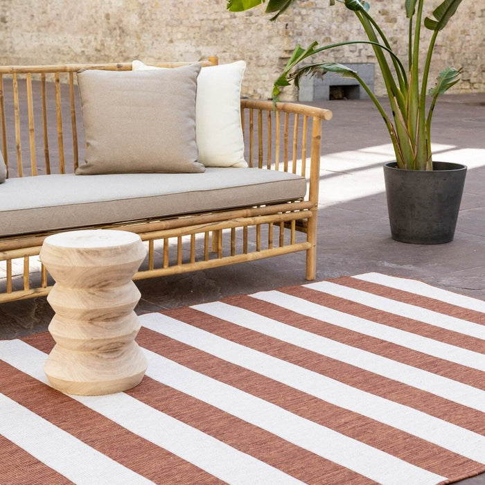 Eva Interior Buitenkleed Stripes roest|wit dubbelzijdig - 240 x 340 cm