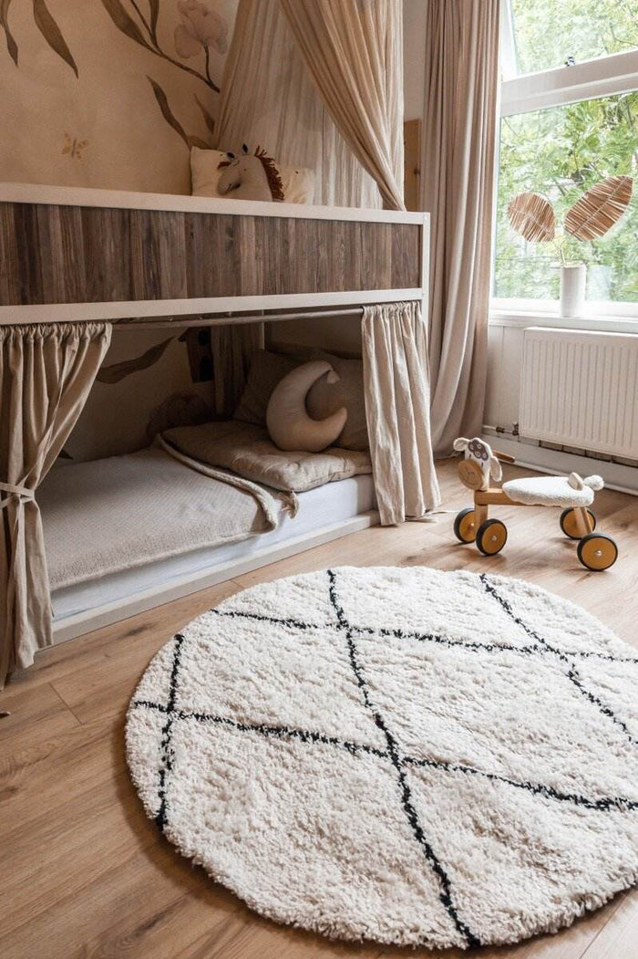 Interieur05 Berber Rond vloerkleed hoogpolig Wit|Zwart - scandinavi...