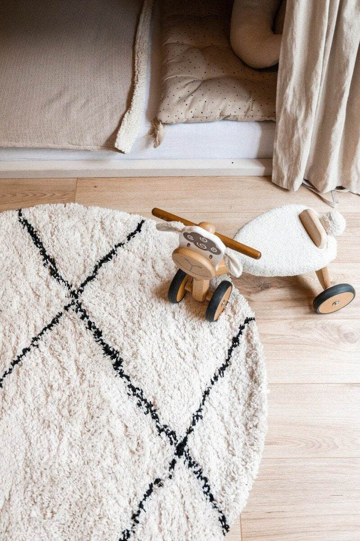 Interieur05 Berber Rond vloerkleed hoogpolig Wit|Zwart - scandinavi...