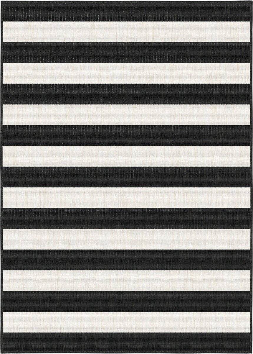 Eva Interior Buitenkleed Stripes zwart|wit dubbelzijdig - 160 x 230 cm