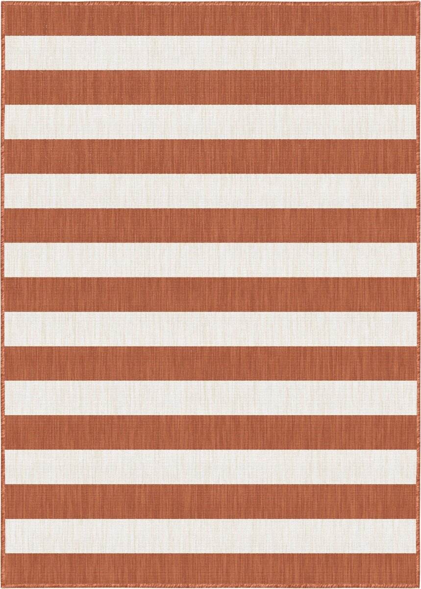 Eva Interior Buitenkleed Stripes roest|wit dubbelzijdig - 240 x 340 cm