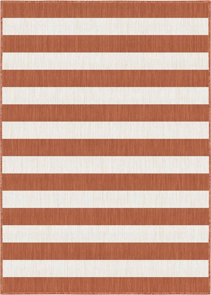 Eva Interior Buitenkleed Stripes roest|wit dubbelzijdig - 240 x 340 cm