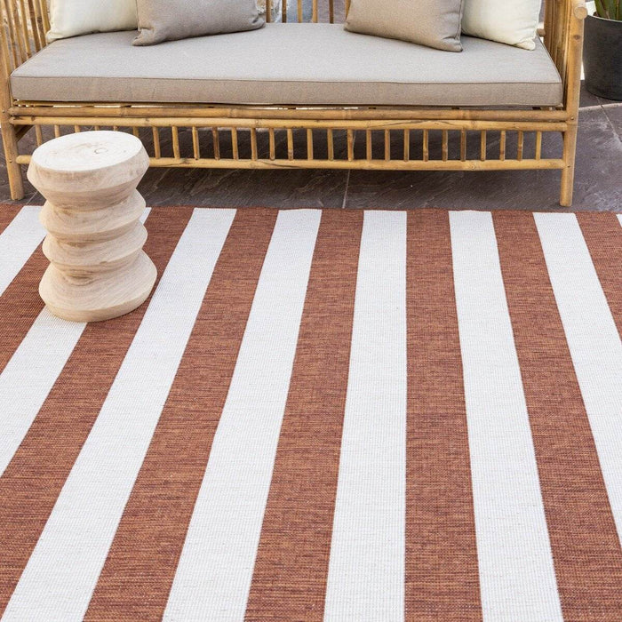 Eva Interior Buitenkleed Stripes roest|wit dubbelzijdig - 240 x 340 cm