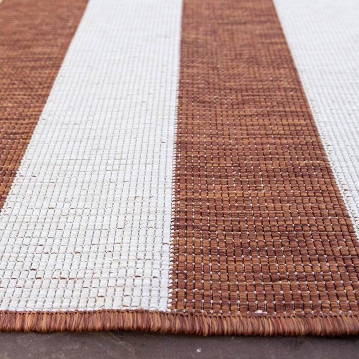 Eva Interior Buitenkleed Stripes roest|wit dubbelzijdig - 240 x 340 cm