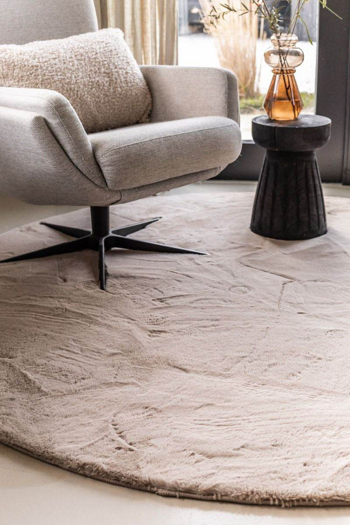 Interieur05 Rond Zacht Hoogpolig Vloerkleed Lux Beige | Taupe