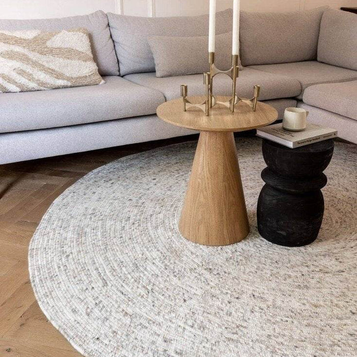 Interieur05 Rond wollen vloerkleed Gapo beige|wit gemeleerd