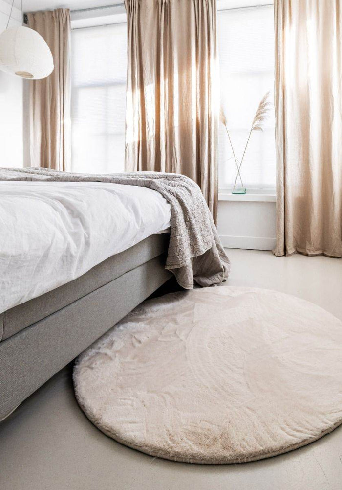 Interieur05 Rond Zacht Hoogpolig Vloerkleed Lux Creme - 160 x 160 cm