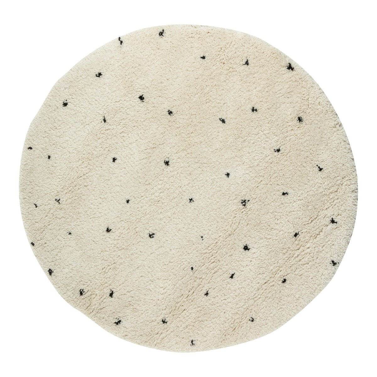 Interieur05 Rond Kindervloerkleed  hoogpolig Cream|Zwart - Dots
