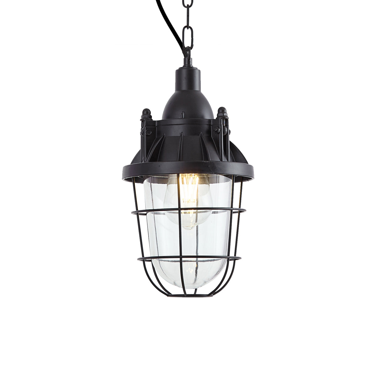 QAZQA Industriële hanglamp zwart met glas - Cabin