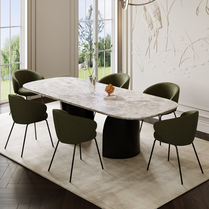 Set van 2 kaki bouclé stoelen met zwarte poten