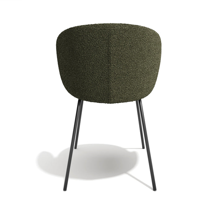 Set van 2 kaki bouclé stoelen met zwarte poten