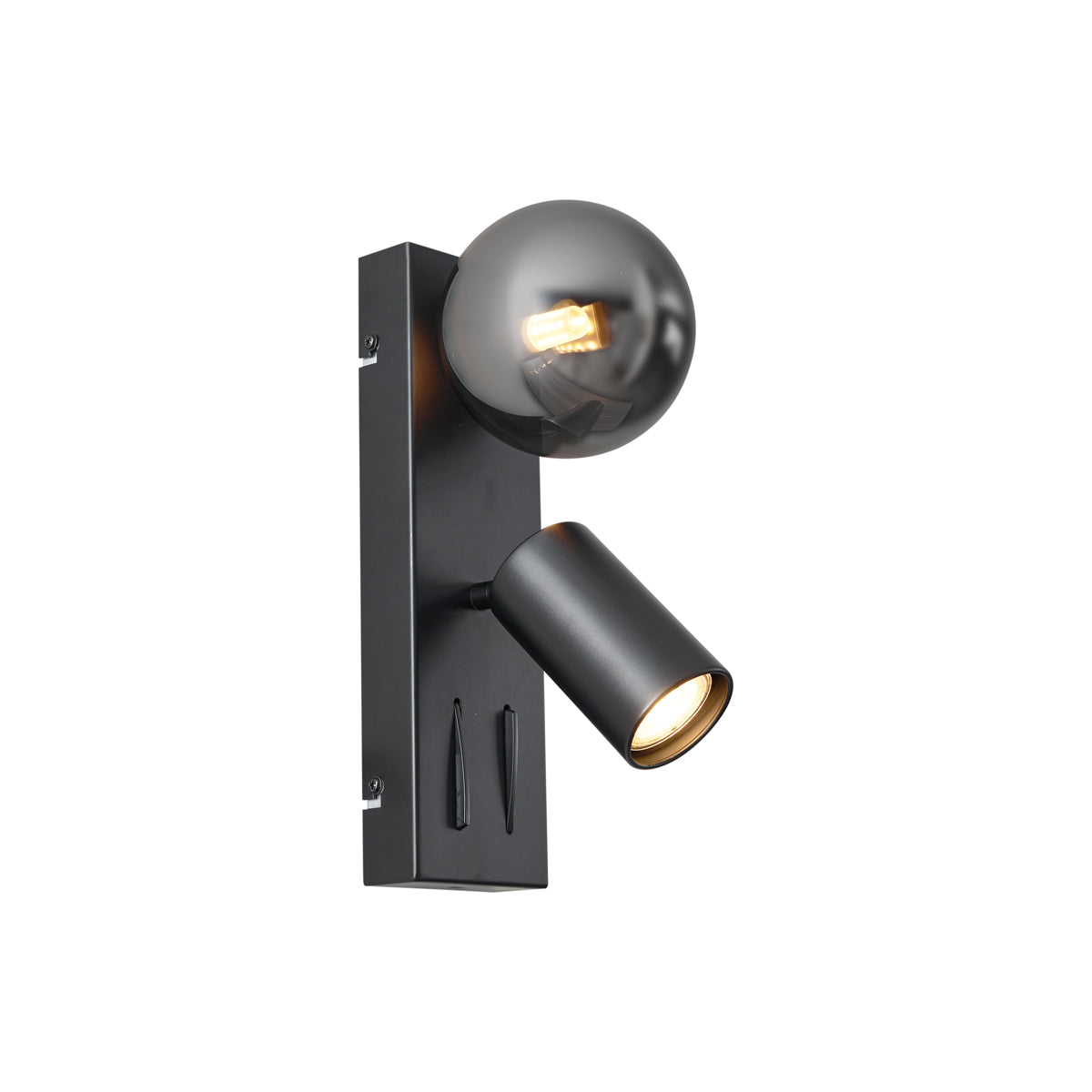 QAZQA Moderne wandlamp zwart 2-lichts kantelbaar met USB-C poort -