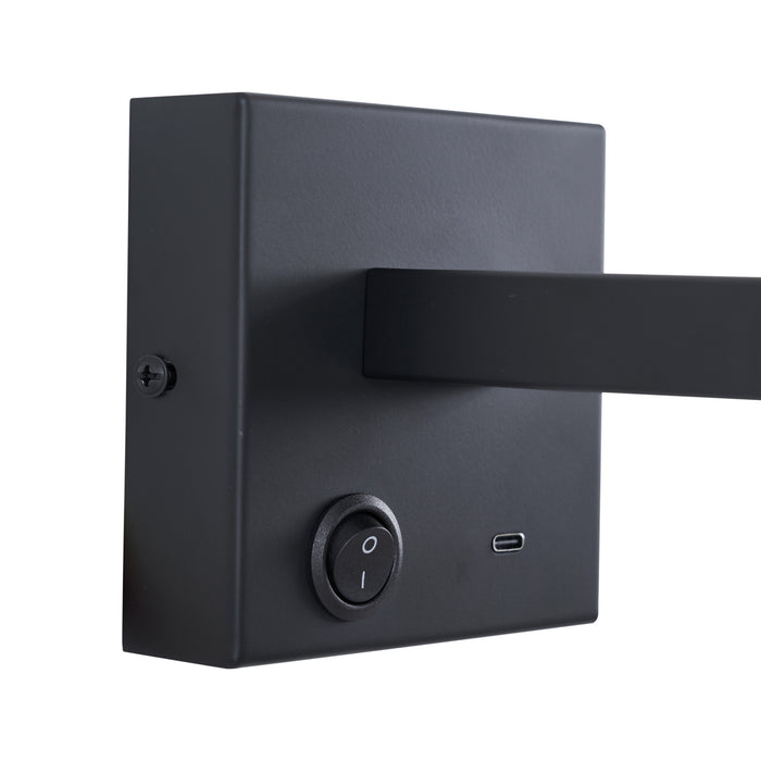QAZQA Moderne wandlamp zwart met USB-C kantelbaar - Rex