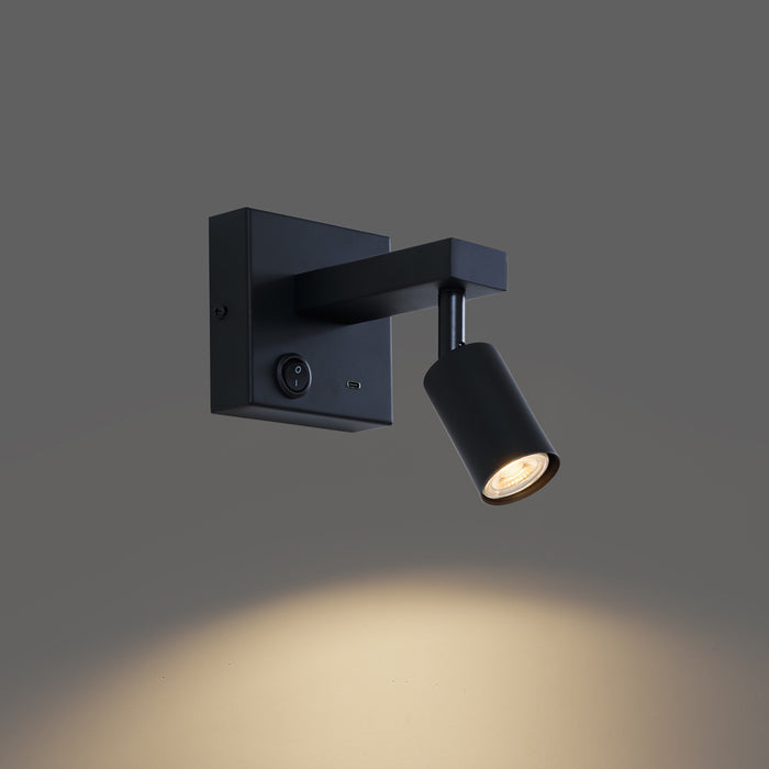 QAZQA Moderne wandlamp zwart met USB-C kantelbaar - Rex