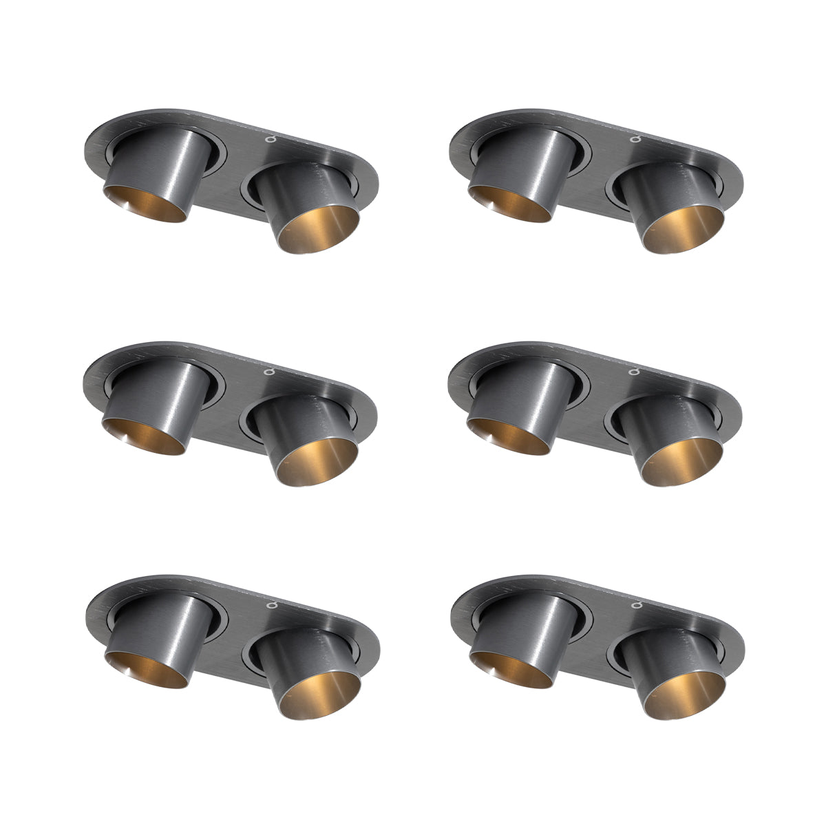 QAZQA Set van 6 inbouwspots gunmetal GU10 35mm kantelbaar 2-lichts -