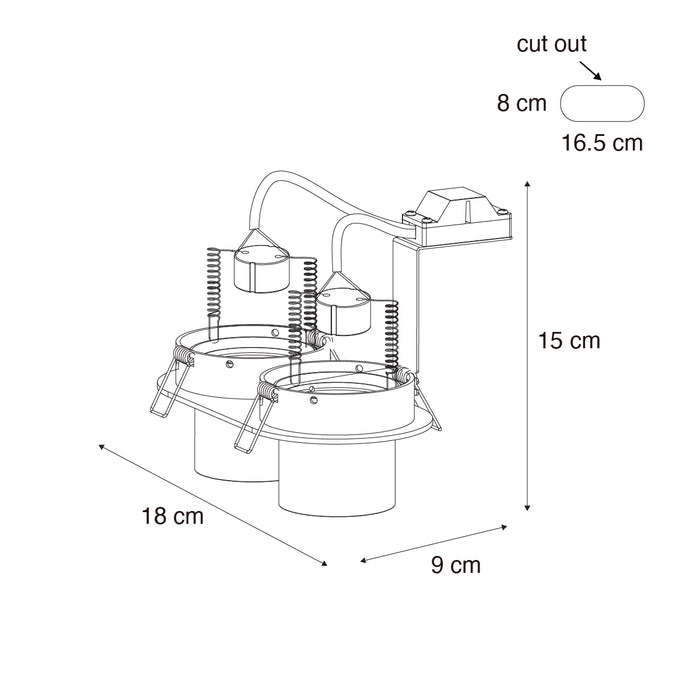 QAZQA Set van 6 inbouwspots zwart GU10 50mm 2-lichts - Installa