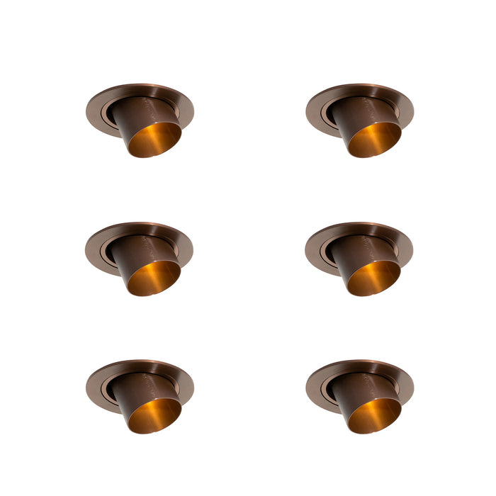 QAZQA Set van 6 inbouwspots donkerbrons GU10 35mm rond kantelbaar -