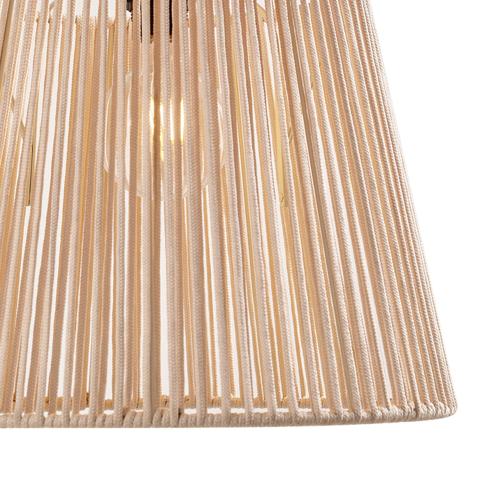 QAZQA Buiten hanglamp zwart met beige kap van touw IP44 - Cava Jayla