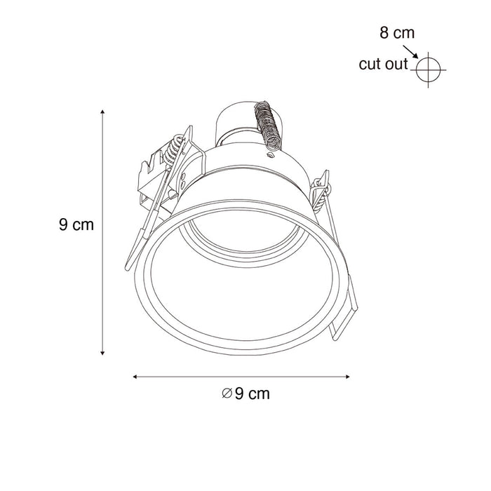QAZQA Set van 6 moderne inbouwspots zwart met goud GU10 50mm IP44 -