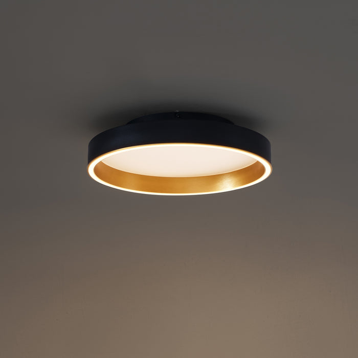 QAZQA Design plafondlamp zwart met goud 40cm incl. LED 3-way switch -