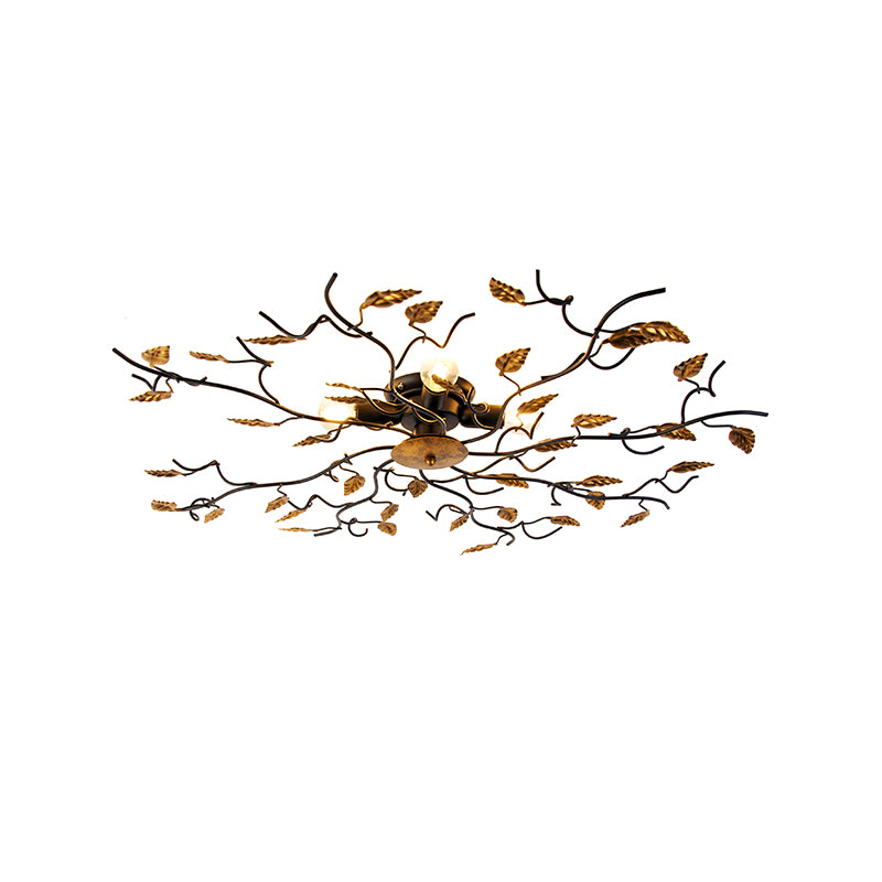 QAZQA Smart plafondlamp zwart met goud 80 cm 4-lichts incl. 4 Wifi