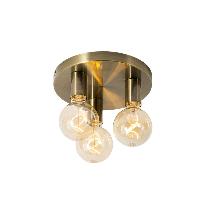 QAZQA Smart plafondlamp brons rond incl. 3 Wifi G95 - Facil