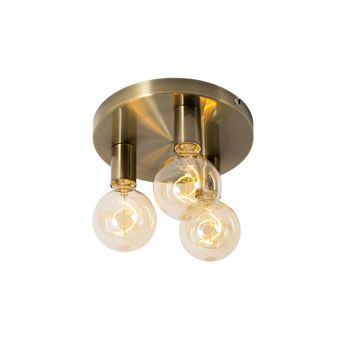 QAZQA Smart plafondlamp brons rond incl. 3 Wifi G95 - Facil