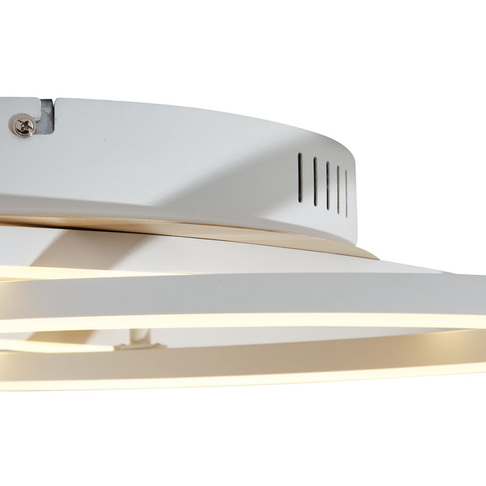 QAZQA Plafondlamp wit met hout incl. LED 3-staps dimbaar 2-lichts -