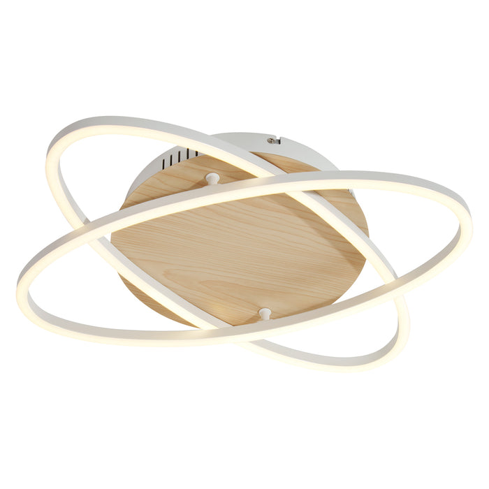 QAZQA Plafondlamp wit met hout incl. LED 3-staps dimbaar 2-lichts -