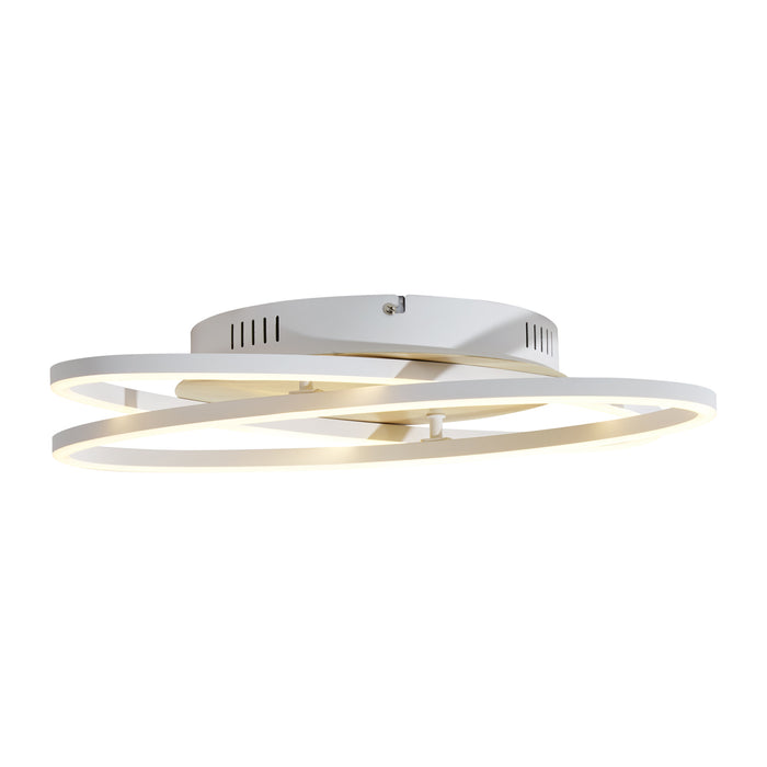 QAZQA Plafondlamp wit met hout incl. LED 3-staps dimbaar 2-lichts -