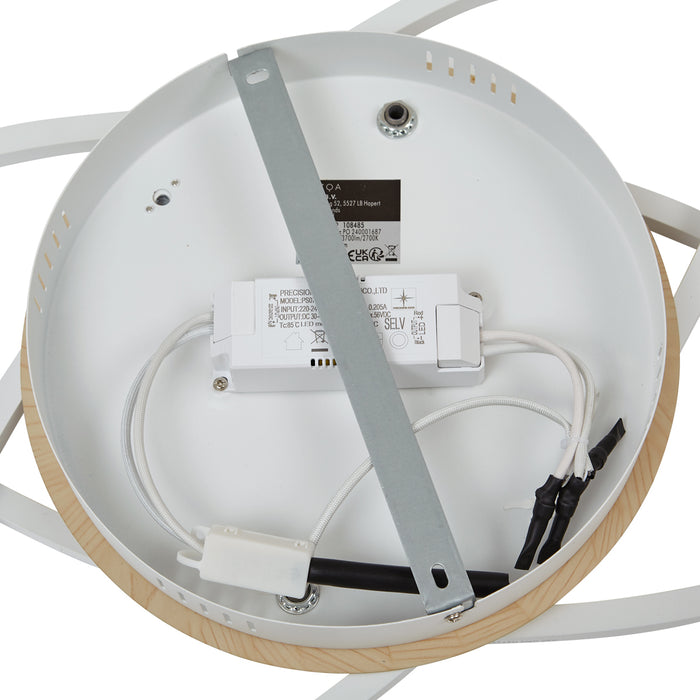 QAZQA Plafondlamp wit met hout incl. LED 3-staps dimbaar 2-lichts -