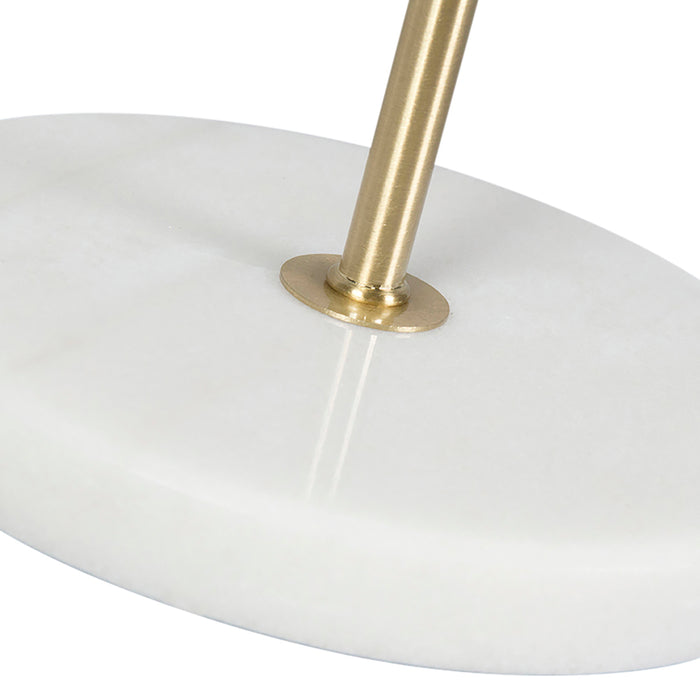 QAZQA Tafellamp messing met velours lampenkap vis dessin 35cm - Kaso