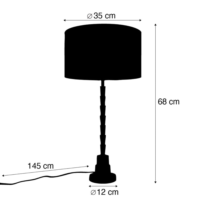 QAZQA Tafellamp brons met velours kap taupe 35cm - Pisos
