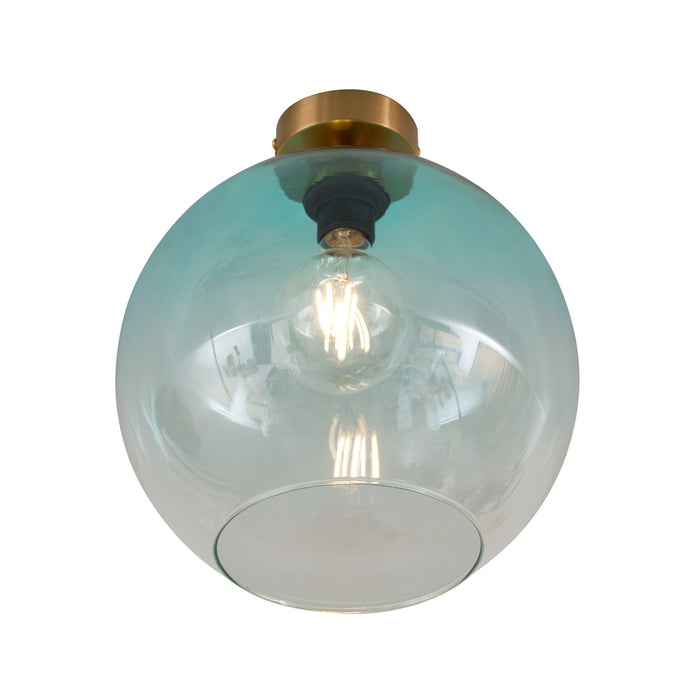 QAZQA Art Deco plafondlamp messing met blauw glas - Sandra