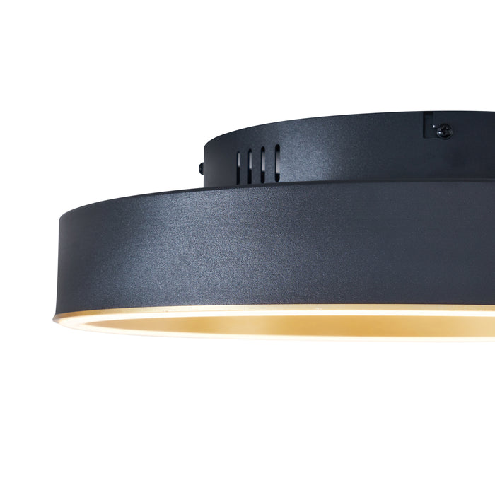 QAZQA Design plafondlamp zwart met goud 40cm incl. LED 3-way switch -