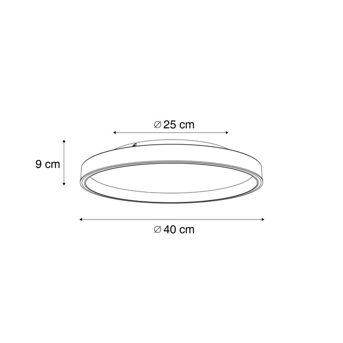 QAZQA Design plafondlamp zwart met goud 40cm incl. LED 3-way switch -