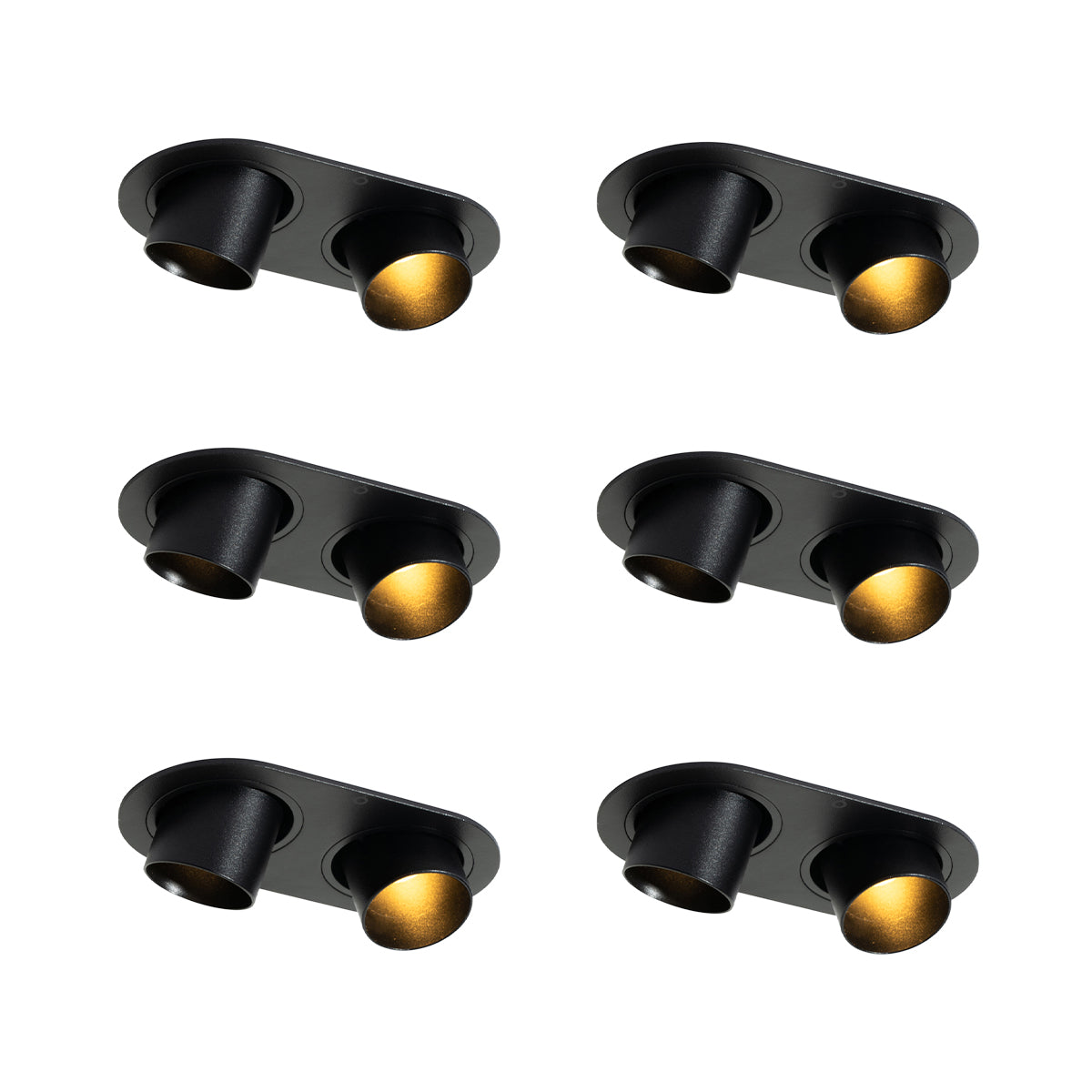 QAZQA Set van 6 inbouwspots zwart GU10 35mm kantelbaar 2-lichts -