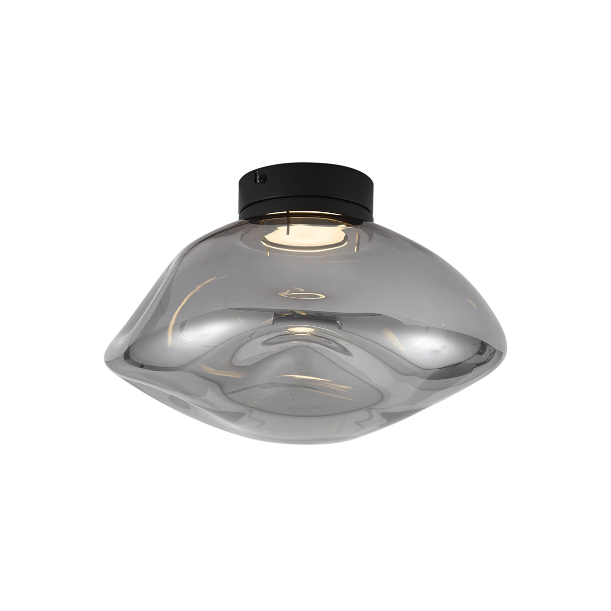 QAZQA Design plafondlamp zwart met smoke glas - Gemma
