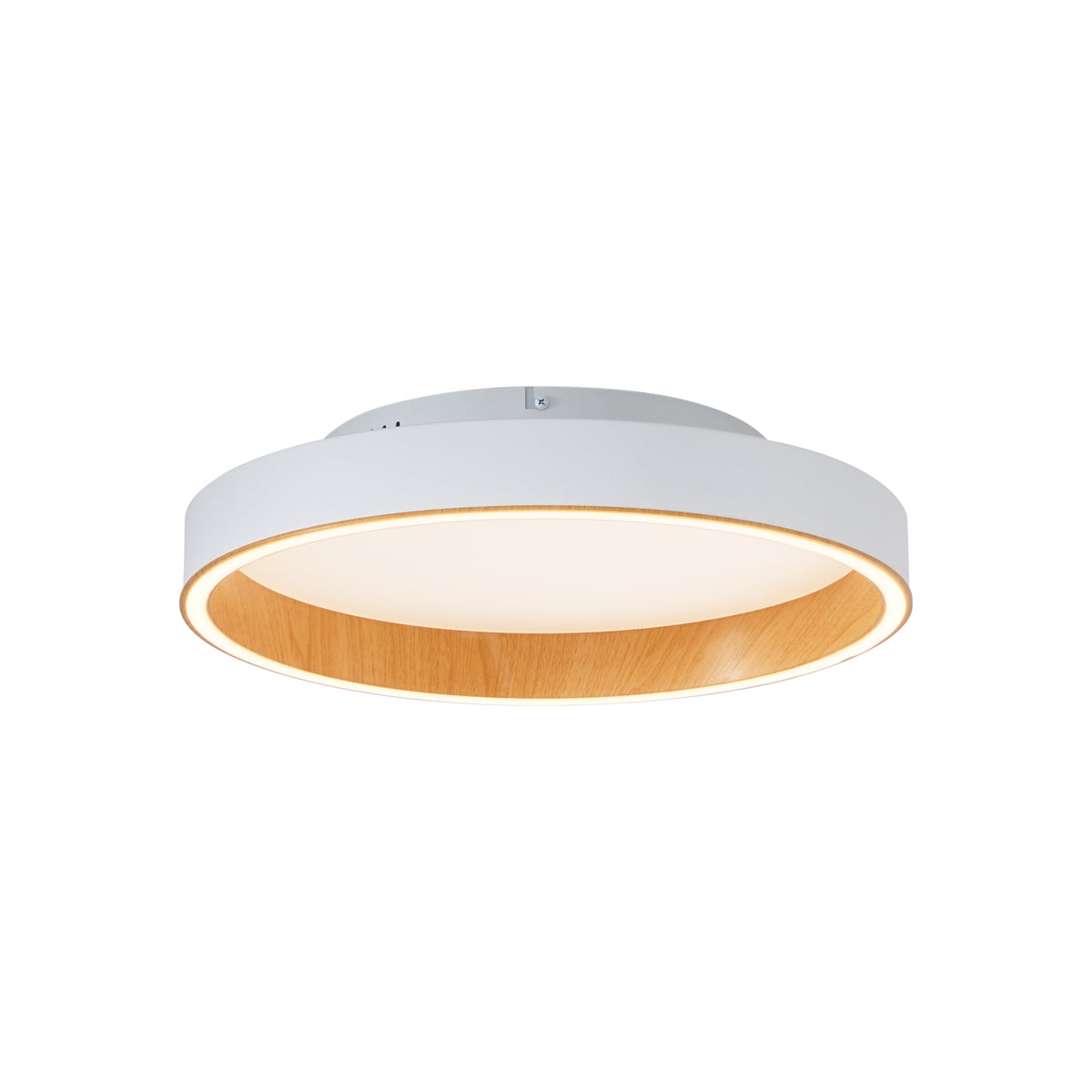 QAZQA Design plafondlamp wit met hout 40cm incl. LED 3-way switch -
