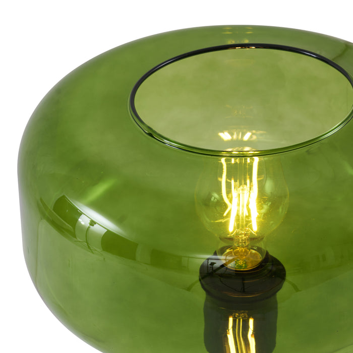QAZQA Retro tafellamp zwart met groen glas - Bizle