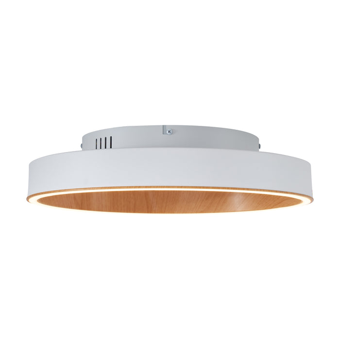 QAZQA Design plafondlamp wit met hout 40cm incl. LED 3-way switch -