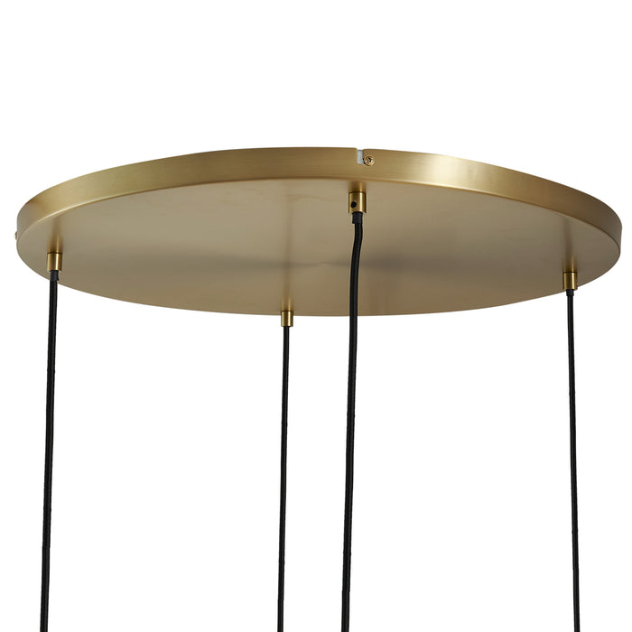 QAZQA Hanglamp brons met smoke amber en groen glas rond 4-lichts -