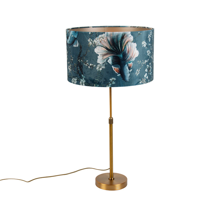 QAZQA Tafellamp brons met velours kap vis 35cm - Parte