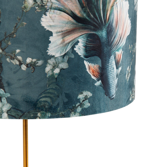 QAZQA Tafellamp brons met velours kap vis 35cm - Parte