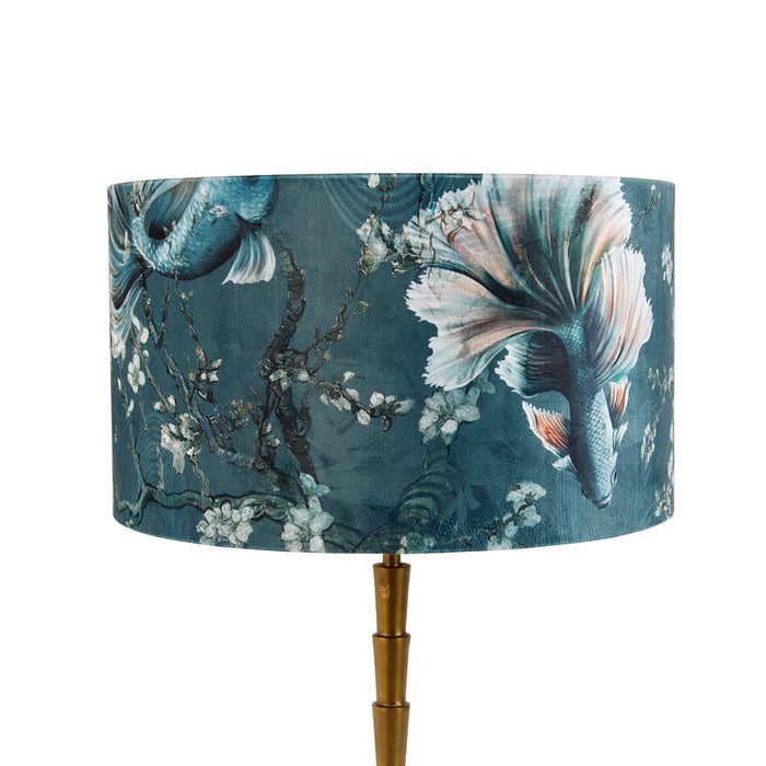 QAZQA Tafellamp brons met velours kap vis 35cm - Pisos